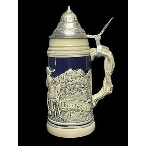 Vintage Thewalt 9" Lidded Ceramic Beer Stein Mug Made in Germany with Song Motif